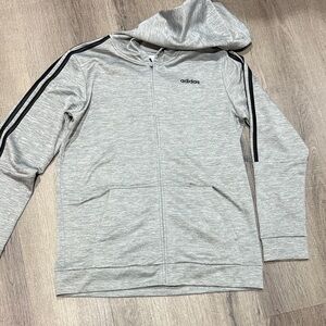 Adidas Light Gray Hoodie with Black Stripes
